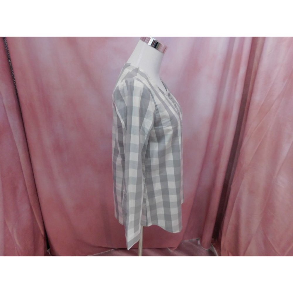 SALE NWT Christopher & Banks Petite Checkered Blouse Women Small Gray - Picture 7 of 14